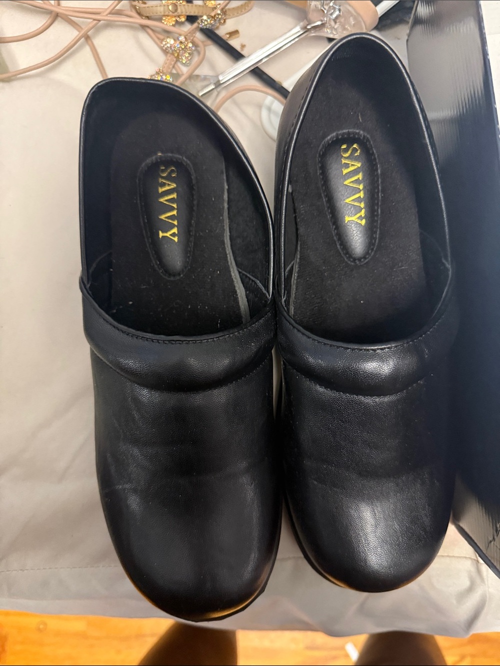 Savvy Black Women's Slip-On Leather Loafers